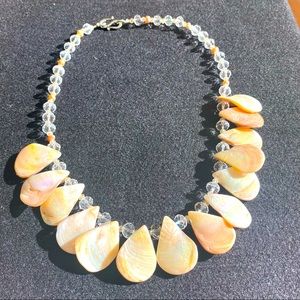 Beautiful MaaDesign Iridescent shell and crystal necklace